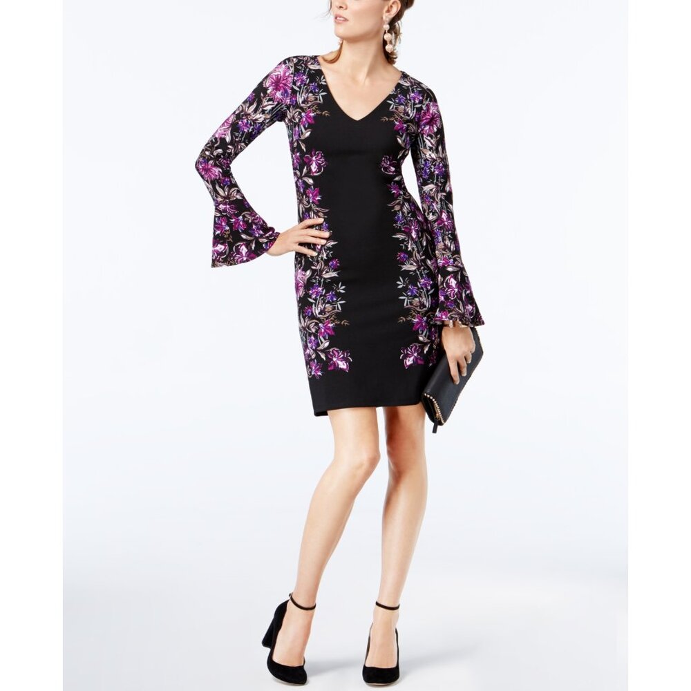 NWT INC International Concepts Womens Size Large Bell Sleeve Floral Shift Dress